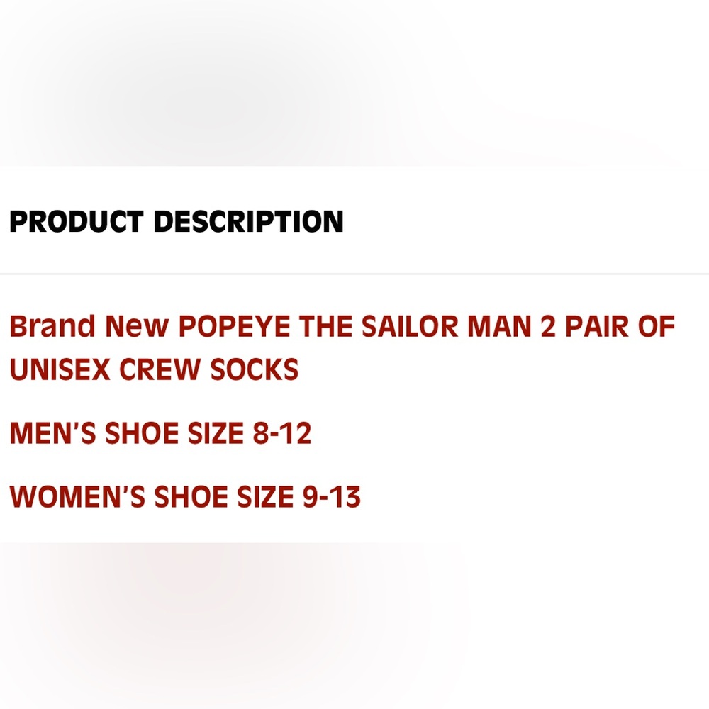 BNWT 2 PAIRS OF ODD SOCKS “POPEYE” COMIC 
CREW LENGTH SOCKS MEN’S LARGE 8-12 WO… - Picture 5 of 10